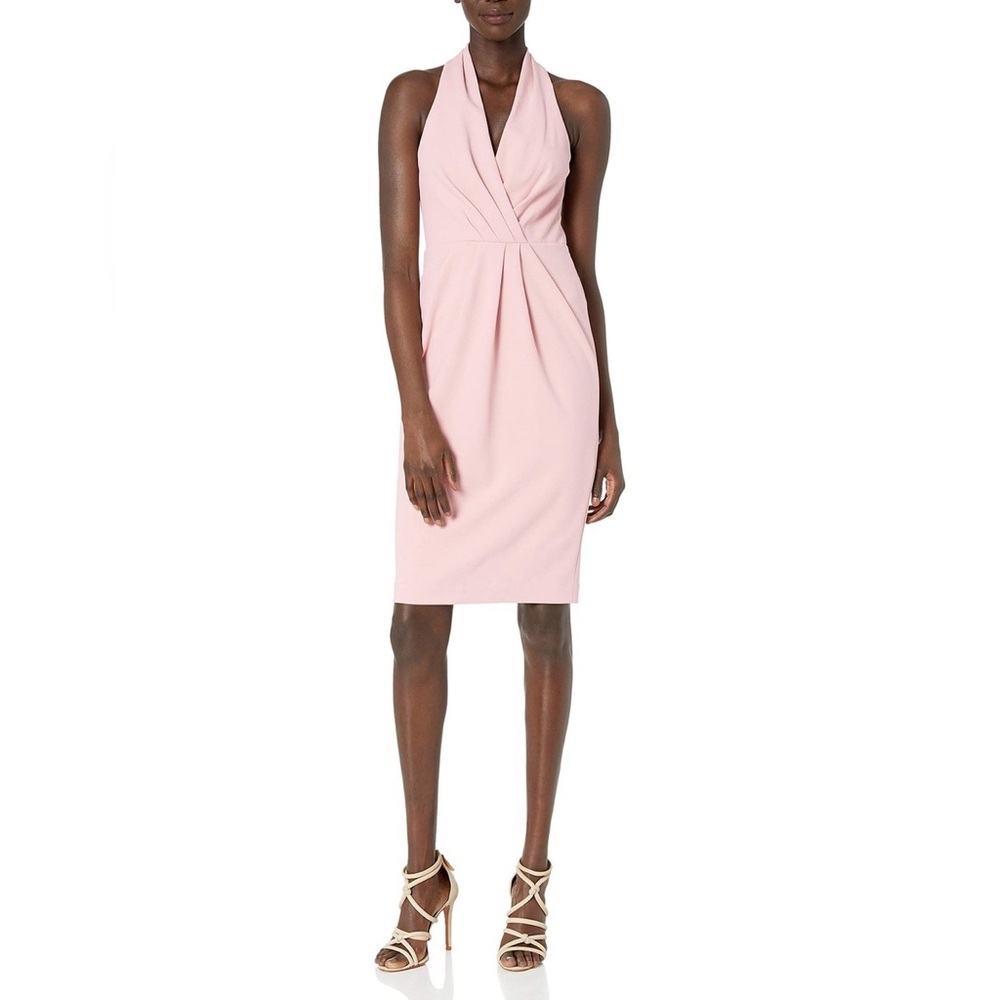 Betsey Johnson Women's Scuba Crepe Sheath with Halter Neck Dress Barbiecore